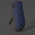 Blue And Gray Fabric Glove With Striped Design And Adjustable Strap 3d model