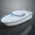 White Recreational Boat With Open Deck Cabin Railing And Upper Structure Design 3d model