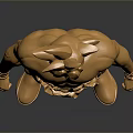 Golden Humanoid Figurine With Muscular Build In Standing Pose Design
