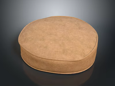Cozy Brown Round Bean Bag Chair with Plush Fabric for Home Comfort 3d model