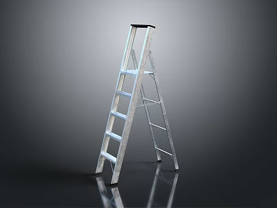 Sturdy Aluminum Step Ladder Essential Hardware Tool For Home Improvement Projects 3d model