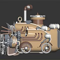 Space Exploration Themed Steampunk Miniature Mechanical Devices Display With Vintage Design 3d model