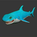 Friendly Blue Cartoon Shark Toy With Smiling Face And Playful Design