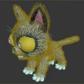 Cute Gray Fluffy Cat Toy With Yellow Eyes Pink Inner Ears And White Paws