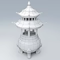 Traditional Chinese Stove With Multi Tiered Structure And Decorative Rooftop Antique Metal Craftsmanship