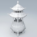 Incense burner, tripod stove, stove, religious worship, ancient temple of Shangxiang 3d model