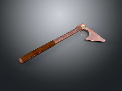 Handcrafted Axe Weapon With Wooden Handle And Sharp Metal Blade Design 3d model