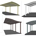 Various Outdoor Canopy Designs With Different Colors And Column Frames 3d model