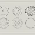 Six Intricate Plaster Carvings For Ceiling Interior Decorative Elements