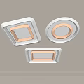 Modern Flush Mount Ceiling Lights With Round And Square White Frames And Warm Glow 3d model