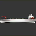 Bulk Cargo Ship With Red Crane And Loaded Deck On Marine Hull 3d model