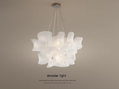 Simple Modern Ceiling Chandelier With White Annular Light Shade And Soft Illumination 3d model