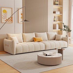 Modern Multiplayer Sofa Cream Multiplayer Sofa Home 3d model