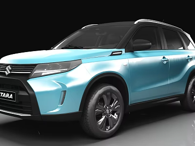 Light Blue Suzuki Vitara SUV With Modern Design And Black Wheels 3d model