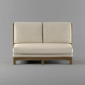 Beige Two Seater Sofa With Linen Upholstery And Wooden Frame For Modern Living Space
