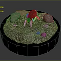 Realistic Insect Creature with Yellow Glowing Sections on Rocky Dirt Circular Base