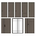 Various Wooden Hinged Doors With Different Panel Designs And Glass Options 3d model