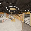 Supermarket Department Store Interior With Well Arranged Shelves Organized Product Displays Modern Lighting And Spacious Layout