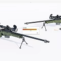 Military Sniper Rifles With Scopes Tripods And Accessories On White Background