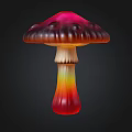 Vibrant Red And Yellow Gradient Mushroom Plant With Glossy Cap And Smooth Stem