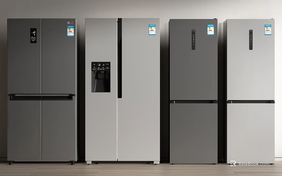 Modern Style Various Refrigerators with Side by Side and Multi Door Designs in Gray Silver 3d model