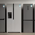 Modern Style Various Refrigerators with Side by Side and Multi Door Designs in Gray Silver 3d model