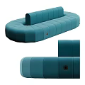 Modern Teal Sectional Sofa with Rounded Shape Tufted Upholstery and Modular Design 3d model