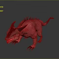 Fierce Red Dragon Creature With Horns Spikes Sharp Teeth And Claws 3d model