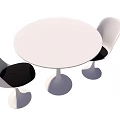 Modern White Round Table And Two Chairs Set With Black Seats 3d model
