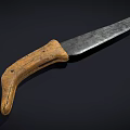 Vintage Kitchen Knife With Wooden Handle And Sharp Metal Blade On Dark Background