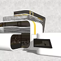 Modern Multi Level Building Design Featuring Curved White Yellow Accents And Large Glass Windows