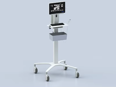 Medical Mobile Cart With Adjustable Monitor Display And Storage Tray For Clinical Healthcare Settings 3d model