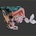 Fantasy Character Creature Figure With Pink Fluffy Hair Blue Accents And White Tail