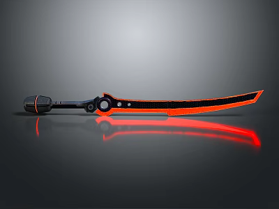 Modern Weapon Sword With Black Red Glowing Blade And Reflective Surface 3d model