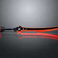 Modern Weapon Sword With Black Red Glowing Blade And Reflective Surface
