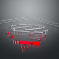 Various Safety Barriers And Traffic Control Devices With Metal Fences Red Barricades And Cones