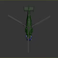 Green Military Helicopter Model With Rotor Blades And Blue Lights