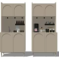 Modern White Kitchen Cabinets With Curved Doors Open Shelves And LED Lighting