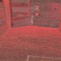 Living Supplies Including Air Conditioner Units in Narrow Alley Red Brick Flooring Old Weathered Walls
