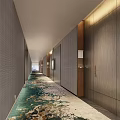 Elegant Modern Hotel Corridor Interior With Textured Walls Warm Lighting And Polished Marble Flooring
