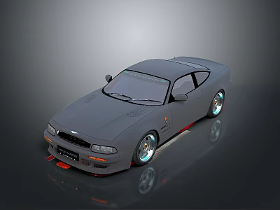 Gray Two Door Sports Car With Custom Wheels Red Front Lip And Sleek Lines 3d model