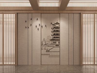 New Chinese painting partition screen model