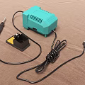 Turquoise Industrial Electric Soldering Iron Kit With Main Unit Sponge Holder And Power Cord