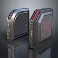 Vintage Electronic Control Panels With Black Casing And Red Display Lights 3d model