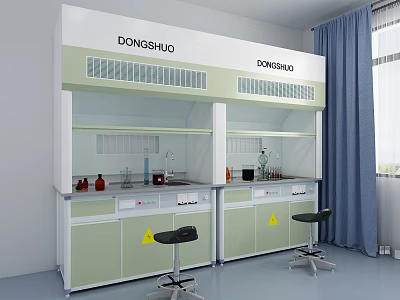 Medical Laboratory Fume Hoods And Lab Benches With Equipment Setup Interior 3d model