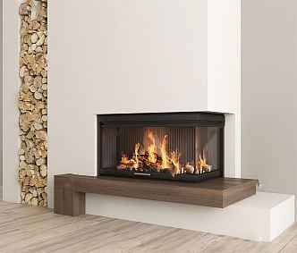 modern fireplace TV wall 3d model