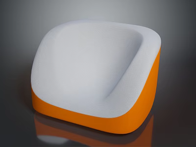 Modern Curved Single Sofa With White Cushion And Orange Frame Design 3d model