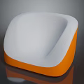 Modern Curved Single Sofa With White Cushion And Orange Frame Design 3d model