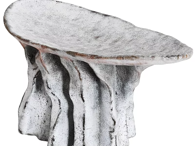 Sculptural Textured White Stool With Organic Curved Base And Modern Design 3d model