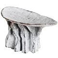 Sculptural Textured White Stool With Organic Curved Base And Modern Design